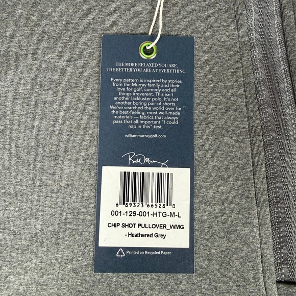 William Murray Chip Shot Pull Over Jacket Mens Large Heather Gray Golf New NWT - Picture 3 of 9